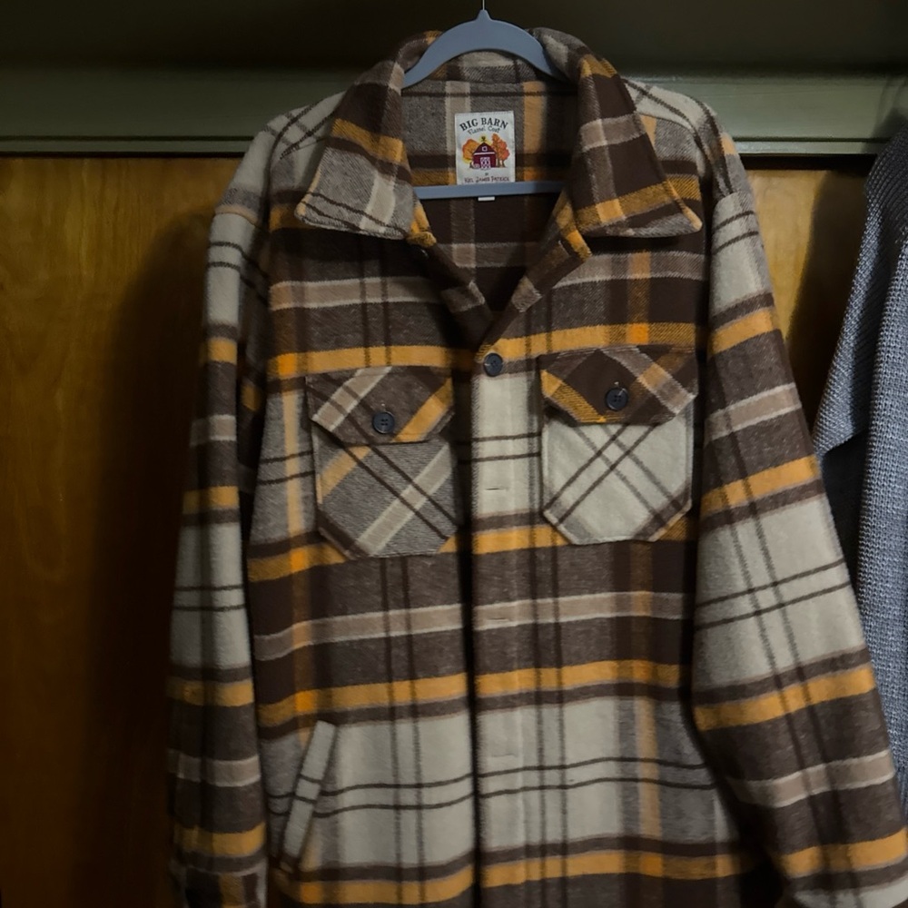 Kiel James Patrick Brown and Tan Big Barn Coat